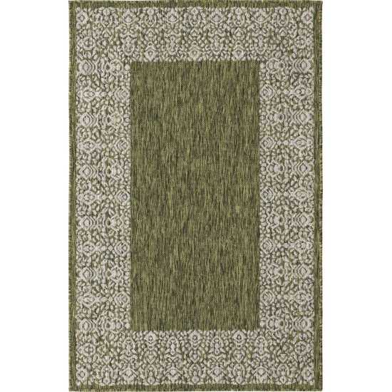 Rug Unique Loom Outdoor Border Green Rectangular 3' 3 x 5' 3