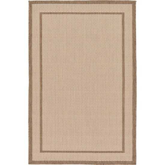 Rug Unique Loom Outdoor Border Brown Rectangular 3' 3 x 5' 0