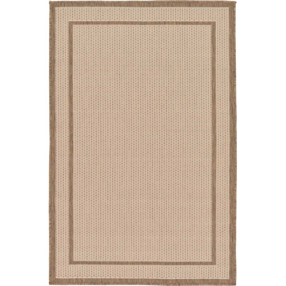 Rug Unique Loom Outdoor Border Brown Rectangular 3' 3 x 5' 0