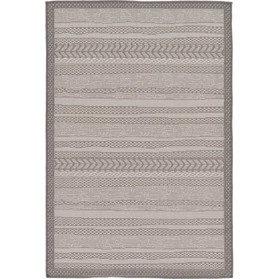 Rug Unique Loom Outdoor Border Gray Rectangular 3' 3 x 5' 0