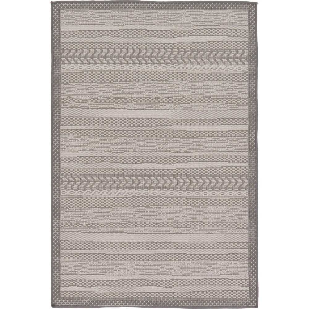 Rug Unique Loom Outdoor Border Gray Rectangular 3' 3 x 5' 0