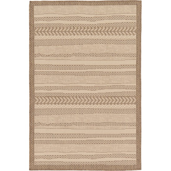 Rug Unique Loom Outdoor Border Brown Rectangular 3' 3 x 5' 0