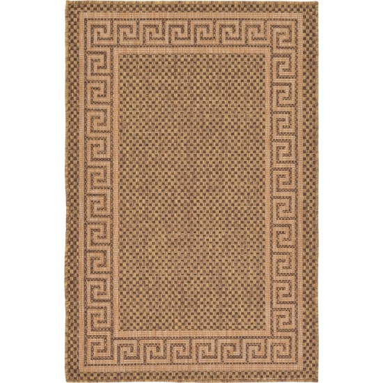 Rug Unique Loom Outdoor Border Brown Rectangular 3' 3 x 5' 0