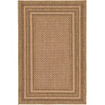 Rug Unique Loom Outdoor Border Brown Rectangular 3' 3 x 5' 0