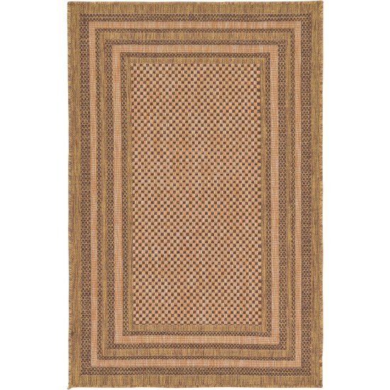 Rug Unique Loom Outdoor Border Brown Rectangular 3' 3 x 5' 0