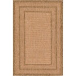 Rug Unique Loom Outdoor Border Light Brown Rectangular 3' 3 x 5' 0