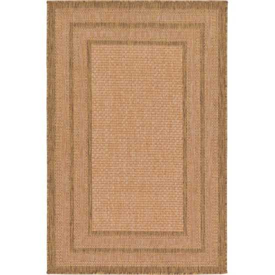 Rug Unique Loom Outdoor Border Light Brown Rectangular 3' 3 x 5' 0