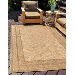 Rug Unique Loom Outdoor Border Light Brown Rectangular 3' 3 x 5' 0