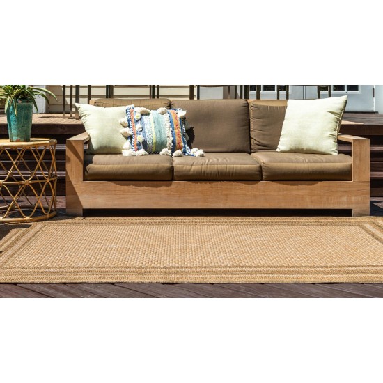 Rug Unique Loom Outdoor Border Light Brown Rectangular 3' 3 x 5' 0