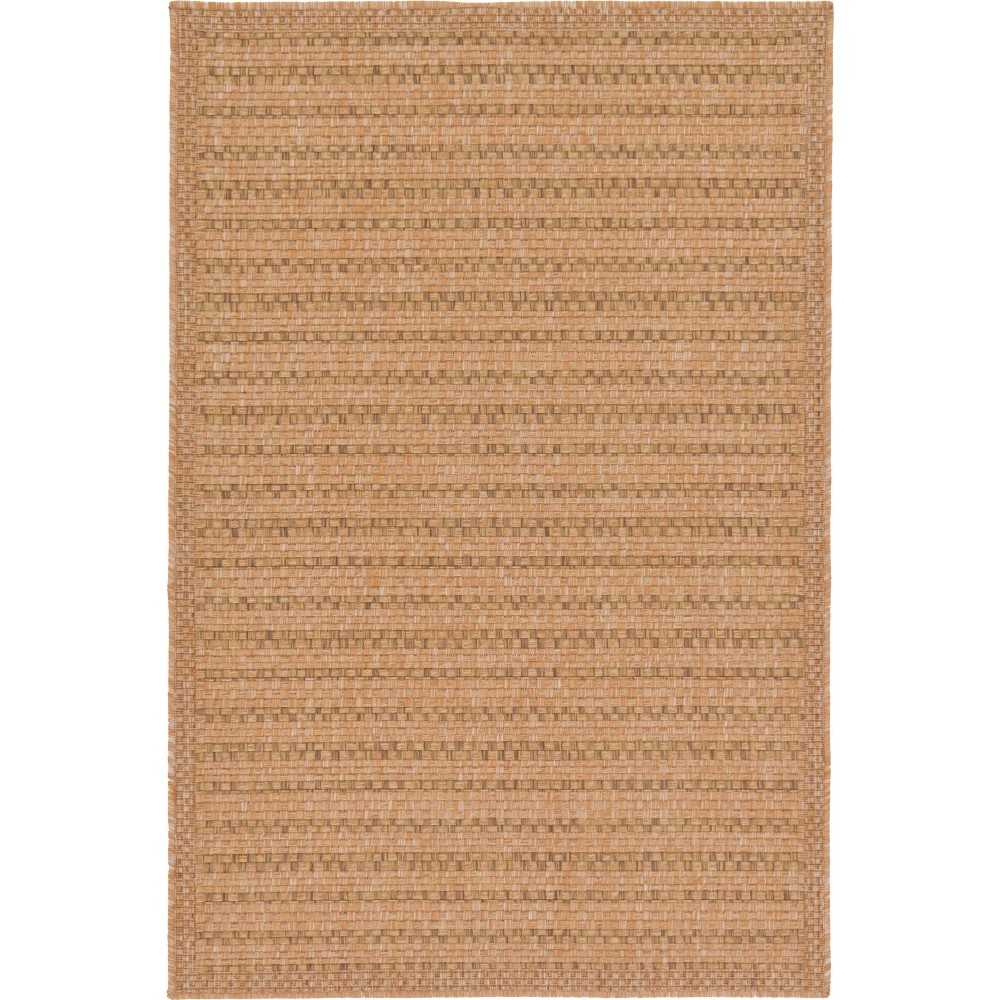 Rug Unique Loom Outdoor Border Light Brown Rectangular 3' 3 x 5' 0