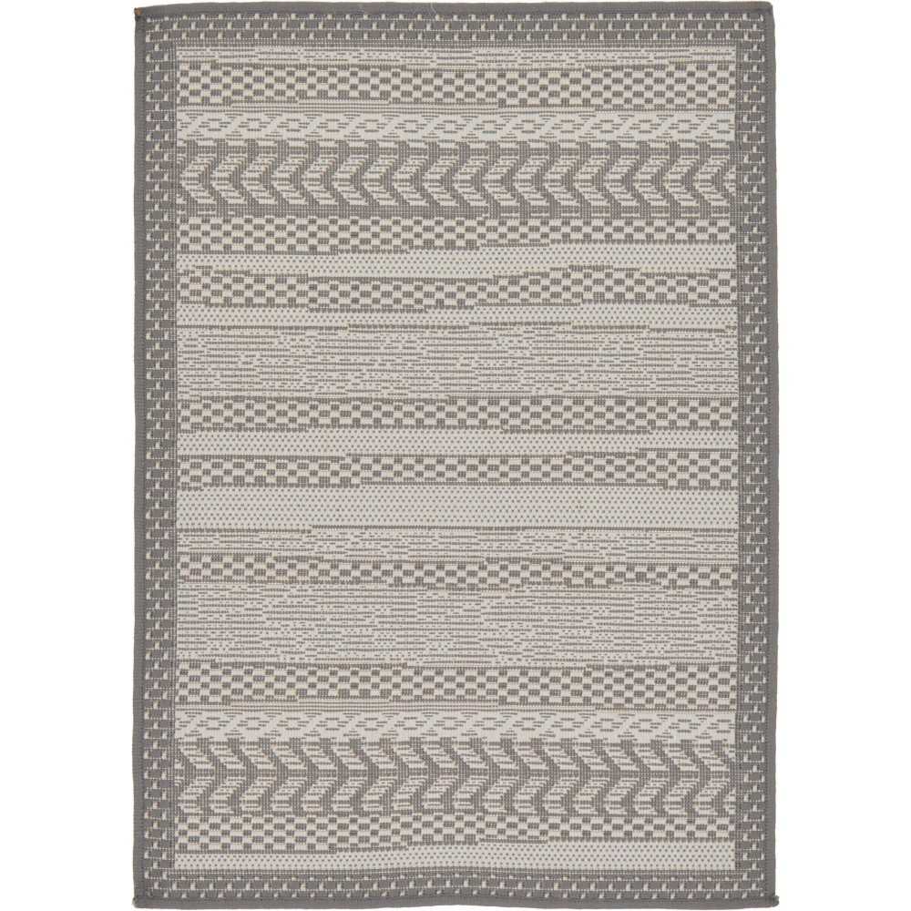 Rug Unique Loom Outdoor Border Gray Rectangular 2' 2 x 3' 0