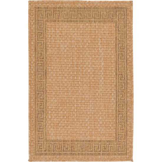 Rug Unique Loom Outdoor Border Light Brown Rectangular 2' 2 x 3' 0