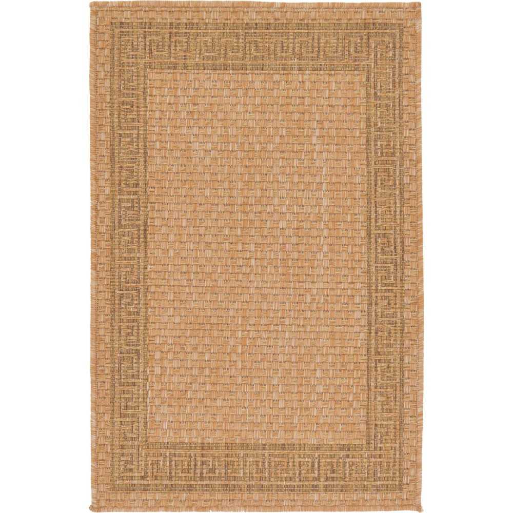 Rug Unique Loom Outdoor Border Light Brown Rectangular 2' 2 x 3' 0