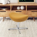 Citron Fabric Saddle Wing Ottoman