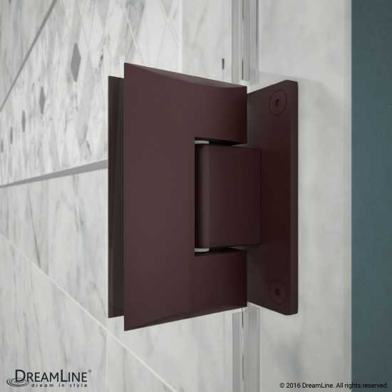 Unidoor 53-54 in. W x 72 in. H Frameless Hinged Shower Door with Shelves in Oil Rubbed Bronze