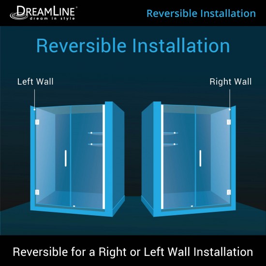 Unidoor 55-56 in. W x 72 in. H Frameless Hinged Shower Door with Shelves in Oil Rubbed Bronze