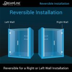 Unidoor 57-58 in. W x 72 in. H Frameless Hinged Shower Door with Shelves in Brushed Nickel