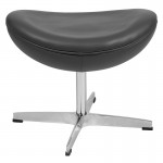 Gray LeatherSoft Saddle Wing Ottoman