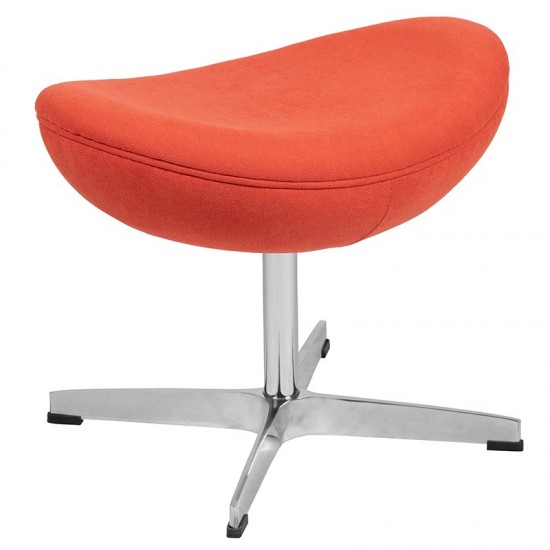 Orange Fabric Saddle Wing Ottoman