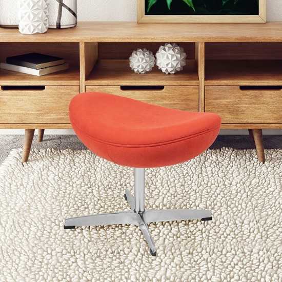 Orange Fabric Saddle Wing Ottoman