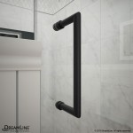 Unidoor 53-54 in. W x 72 in. H Frameless Hinged Shower Door with Shelves in Satin Black