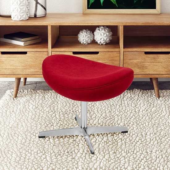 Red Fabric Saddle Wing Ottoman