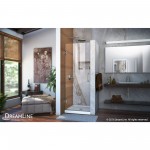 Unidoor 23 in. W x 72 in. H Frameless Hinged Shower Door in Brushed Nickel