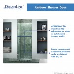 Unidoor 23 in. W x 72 in. H Frameless Hinged Shower Door in Brushed Nickel