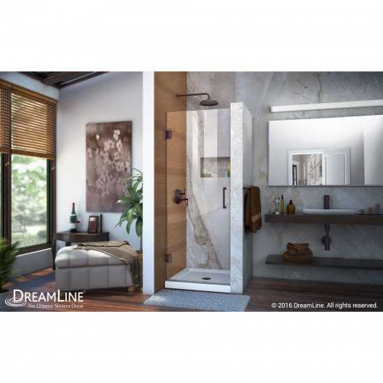 Unidoor 24 in. W x 72 in. H Frameless Hinged Shower Door in Oil Rubbed Bronze