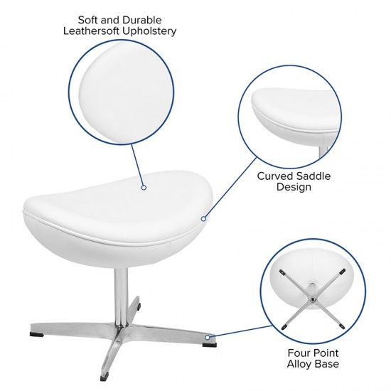 White LeatherSoft Saddle Wing Ottoman