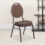 Teardrop Back Stacking Banquet Chair in Brown Patterned Fabric - Copper Vein Frame