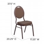 Teardrop Back Stacking Banquet Chair in Brown Patterned Fabric - Copper Vein Frame