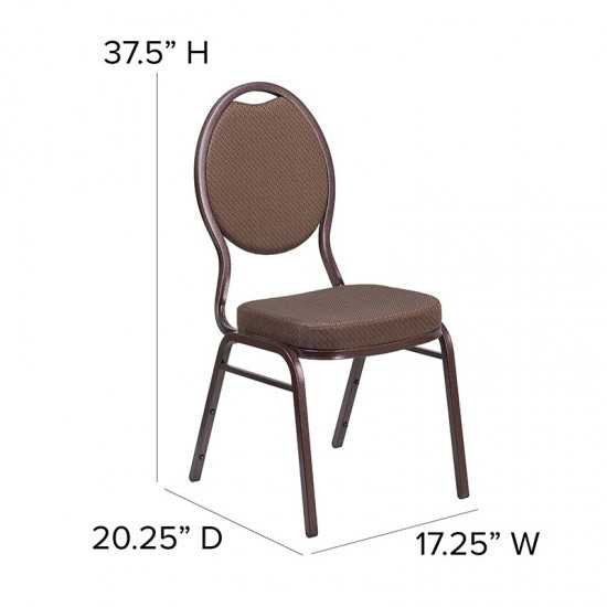 Teardrop Back Stacking Banquet Chair in Brown Patterned Fabric - Copper Vein Frame