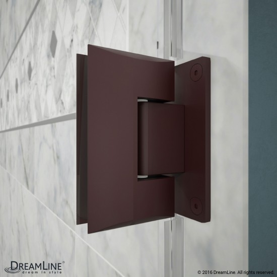 Unidoor 29 in. W x 72 in. H Frameless Hinged Shower Door in Oil Rubbed Bronze