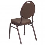 Teardrop Back Stacking Banquet Chair in Brown Patterned Fabric - Copper Vein Frame