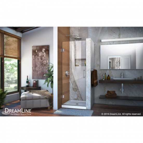 Unidoor 30 in. W x 72 in. H Frameless Hinged Shower Door in Chrome