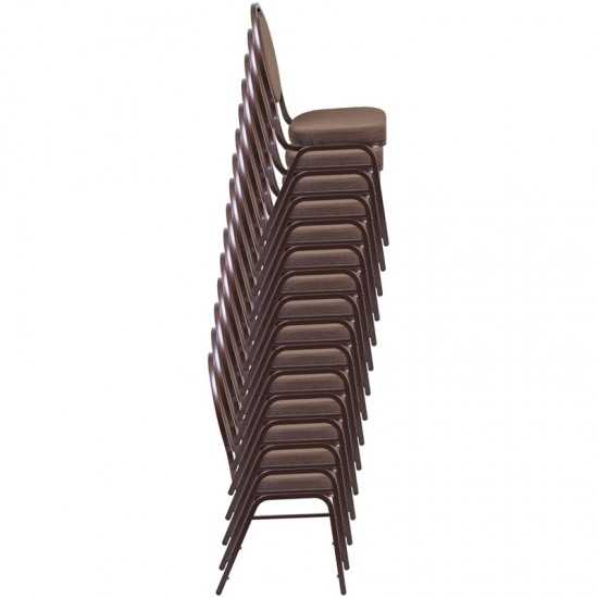 Teardrop Back Stacking Banquet Chair in Brown Patterned Fabric - Copper Vein Frame