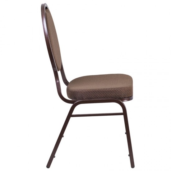 Teardrop Back Stacking Banquet Chair in Brown Patterned Fabric - Copper Vein Frame