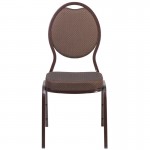 Teardrop Back Stacking Banquet Chair in Brown Patterned Fabric - Copper Vein Frame