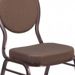 Teardrop Back Stacking Banquet Chair in Brown Patterned Fabric - Copper Vein Frame