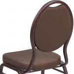 Teardrop Back Stacking Banquet Chair in Brown Patterned Fabric - Copper Vein Frame