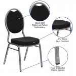 Teardrop Back Stacking Banquet Chair in Black Patterned Fabric - Silver Vein Frame