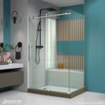 Enigma-X 34 1/2 in. D x 48 3/8 in. W x 76 in. H Fully Frameless Sliding Shower Enclosure in Brushed Stainless Steel