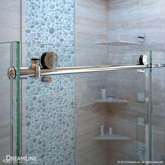 Enigma-X 34 1/2 in. D x 48 3/8 in. W x 76 in. H Fully Frameless Sliding Shower Enclosure in Brushed Stainless Steel