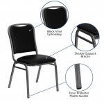 Stacking Banquet Chair in Black Vinyl - Silver Vein Frame