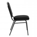 Stacking Banquet Chair in Black Vinyl - Silver Vein Frame