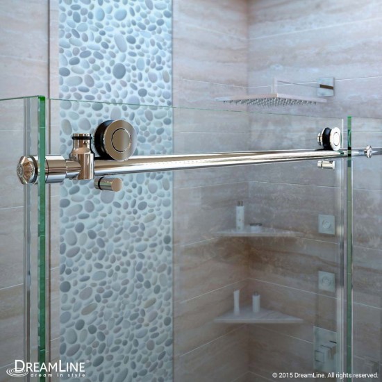 Enigma-X 34 1/2 in. D x 72 3/8 in. W x 76 in. H Fully Frameless Sliding Shower Enclosure in Polished Stainless Steel