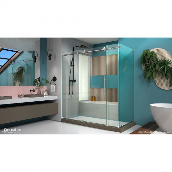 Enigma-X 34 1/2 in. D x 72 3/8 in. W x 76 in. H Fully Frameless Sliding Shower Enclosure in Polished Stainless Steel