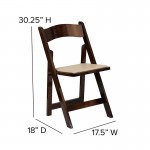 Fruitwood Wood Folding Chair with Vinyl Padded Seat