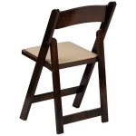 Fruitwood Wood Folding Chair with Vinyl Padded Seat